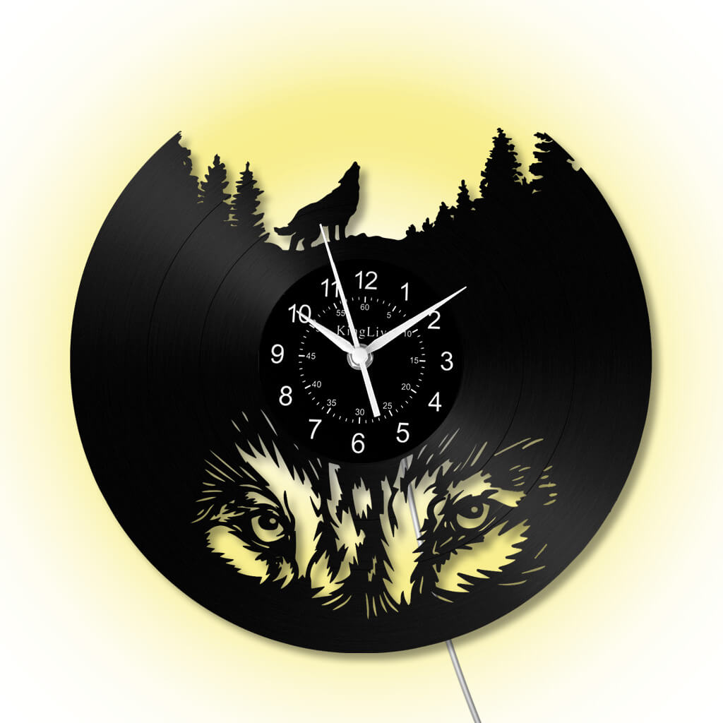LED Vinyl Wall Clock | Wolf | 0309WPB