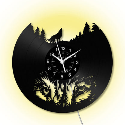 LED Vinyl Wall Clock | Wolf | 0309WPB