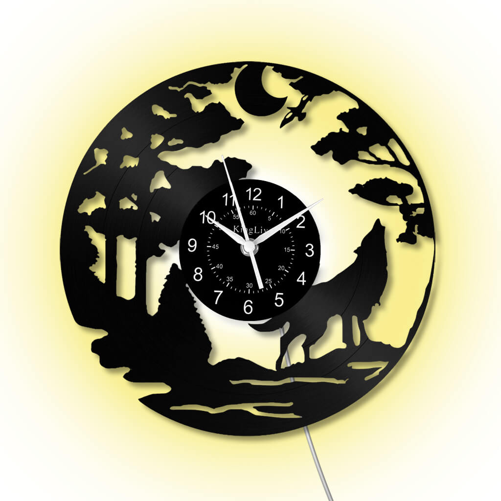 LED Vinyl Wall Clock | Wolf | 0056WPB