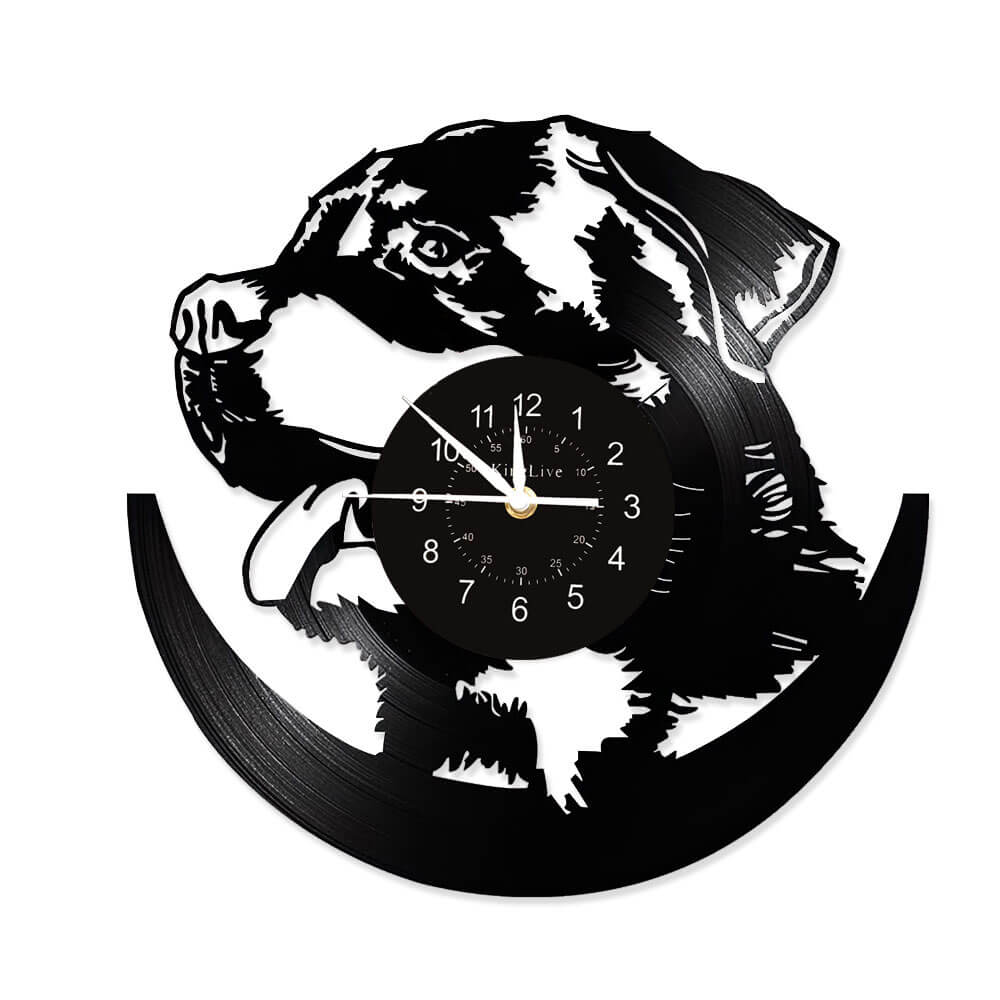 Dog Black Vinyl Record Wall Clock