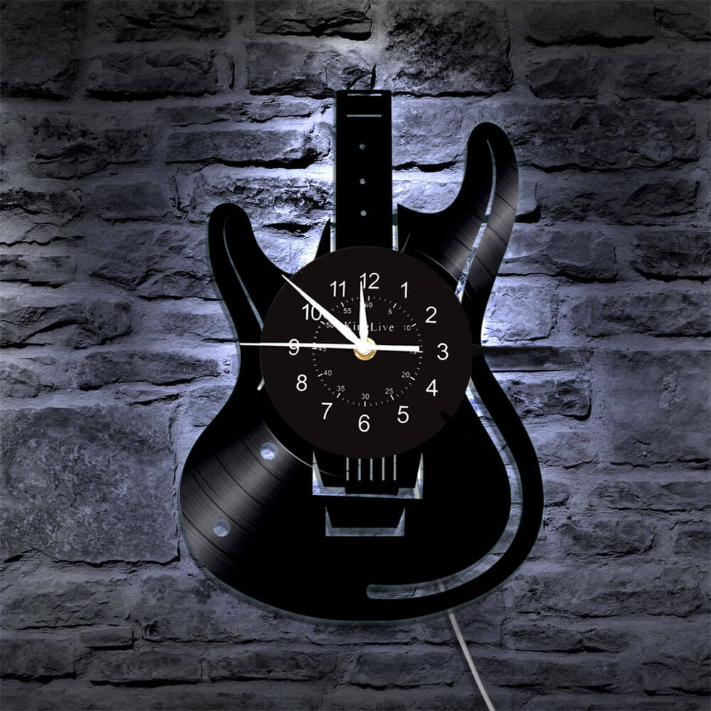 Guitar Led Vinyl Record Wall Clock