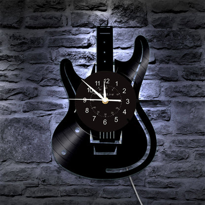 Guitar Led Vinyl Record Wall Clock