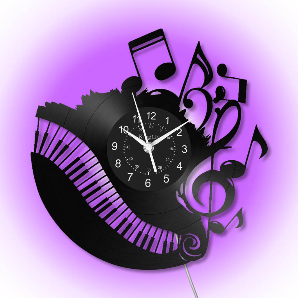 Music Piano Led Vinyl Record Wall Clock