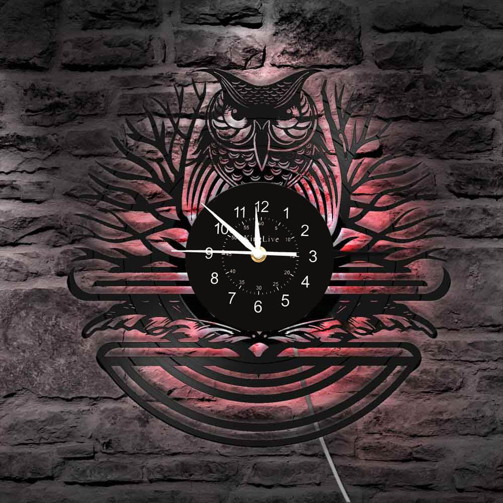 LED Vinyl Wall Clock | Owl | 12'' | 0162WPB