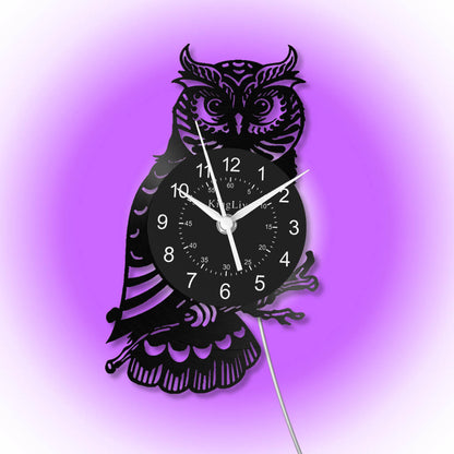 Owl Led Vinyl Record Wall Clock