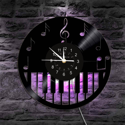 Piano Music Led Vinyl Record Wall Clock