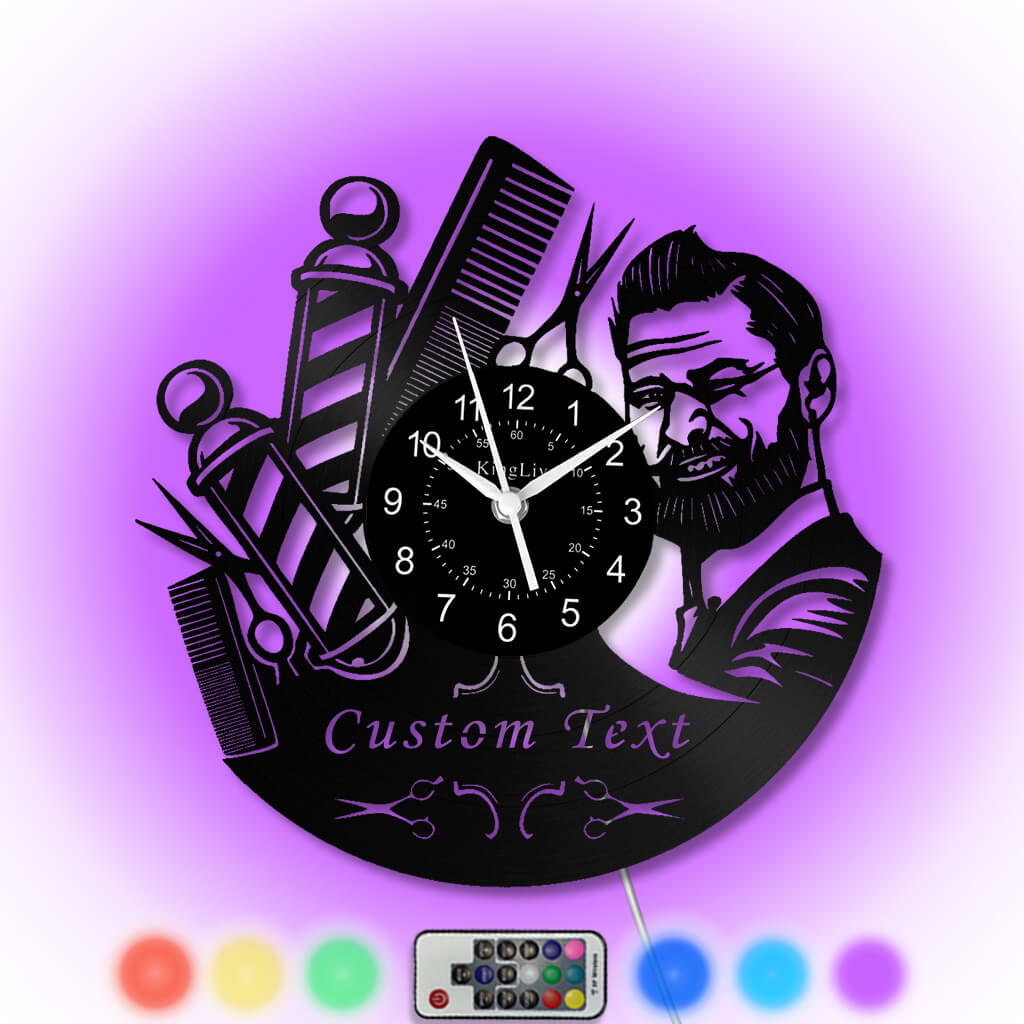 LED Vinyl Wall Clock | Barber Shop Hair Salon | 12'' | 0275WPB