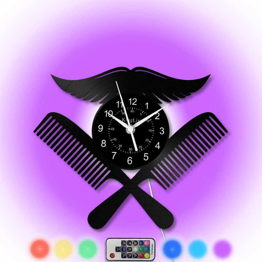 LED Vinyl Wall Clock | Barbershop | 12'' | 0227WPB