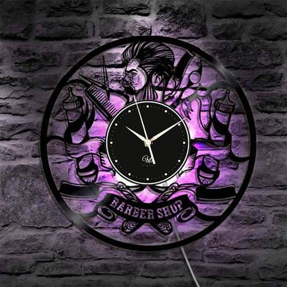 Barber Shop LED Vinyl Wall Clock Record Clock Wall Decor Art Black