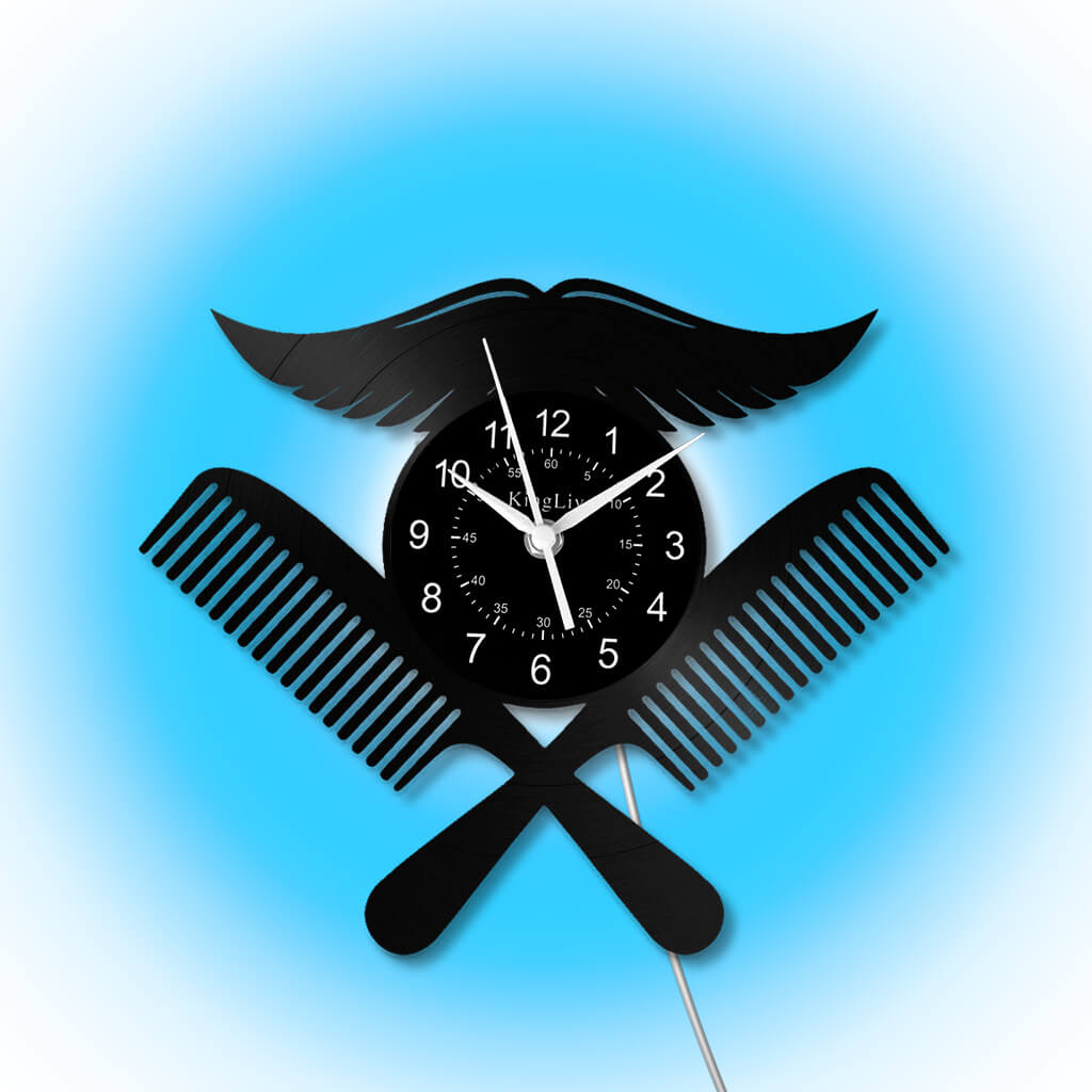 LED Vinyl Wall Clock | Barbershop | 12'' | 0227WPB