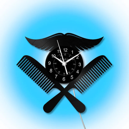 LED Vinyl Wall Clock | Barbershop | 12'' | 0227WPB