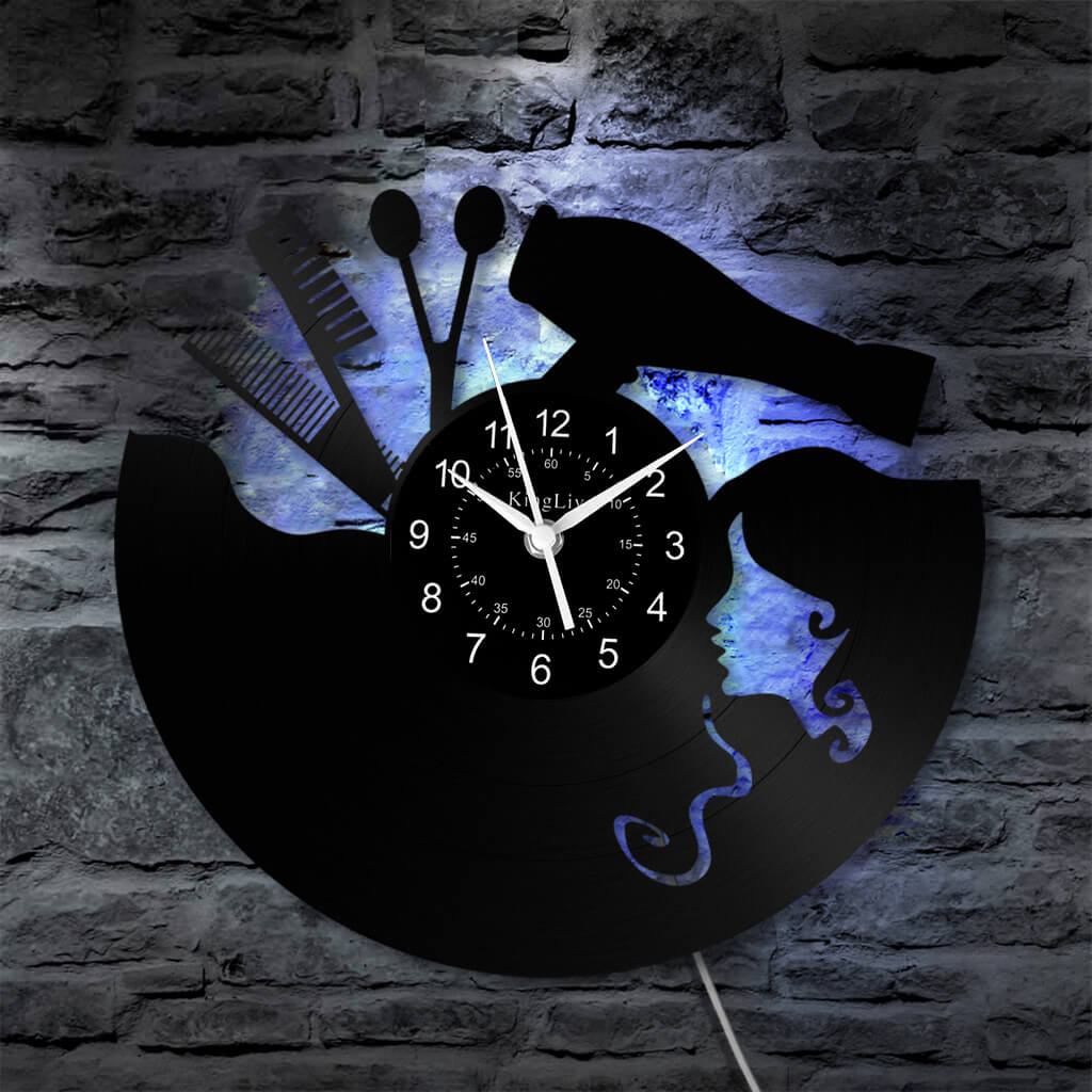 LED Vinyl Wall Clock | Nail Salon | Barber Shop | 12''