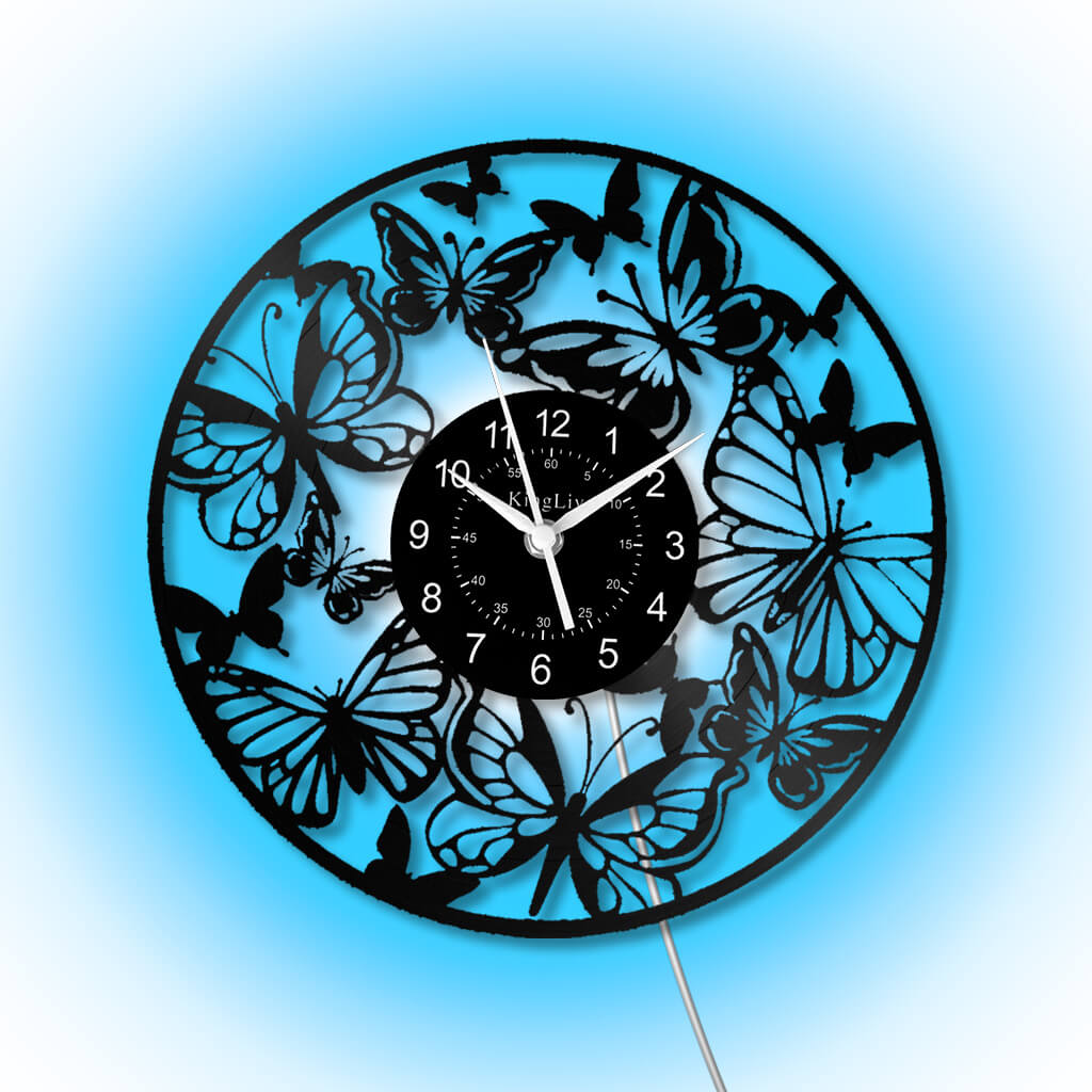LED Vinyl Wall Clock | Butterfly | 12'' | 0176WPB