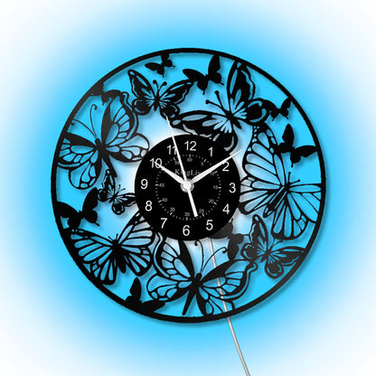 LED Vinyl Wall Clock | Butterfly | 12'' | 0176WPB