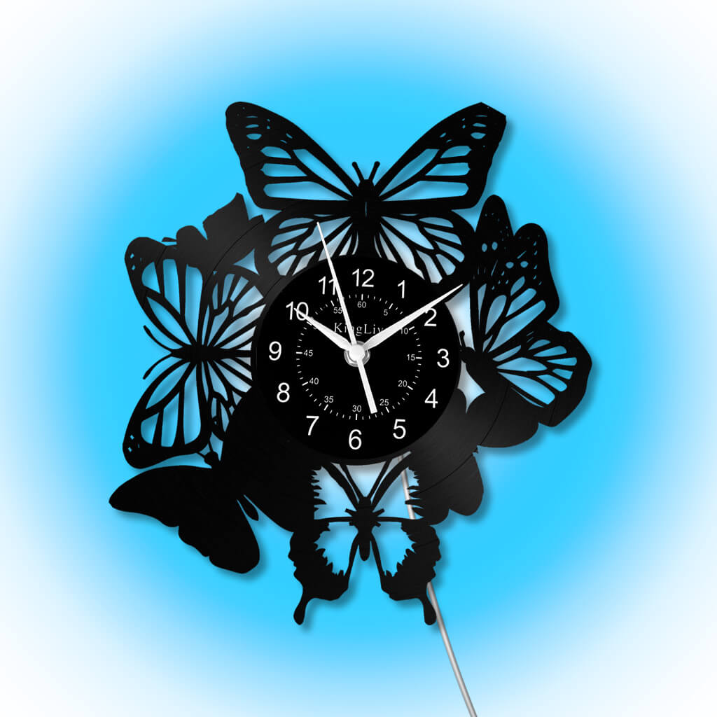LED Vinyl Wall Clock | Butterfly | 12'' | 0246WPB