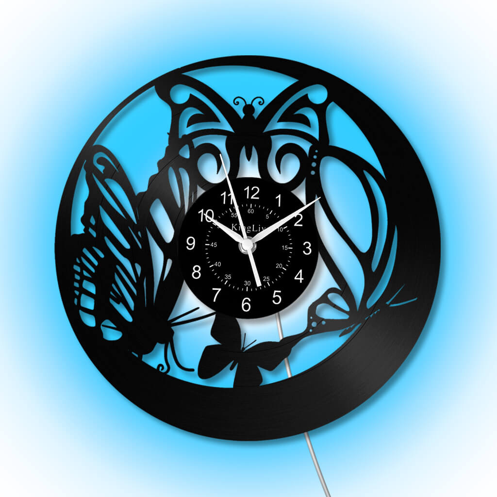 LED Vinyl Wall Clock | Butterfly | 12'' | 0249WPB