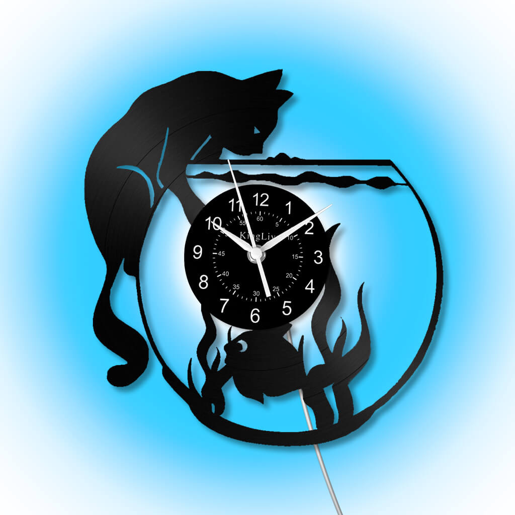LED Vinyl Wall Clock | Cat Fish | 0113WPB