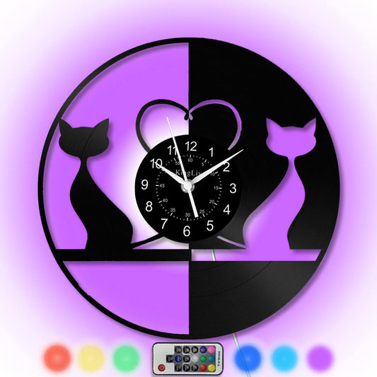 LED Vinyl Wall Clock | Cat | 12'' | 0170WPB