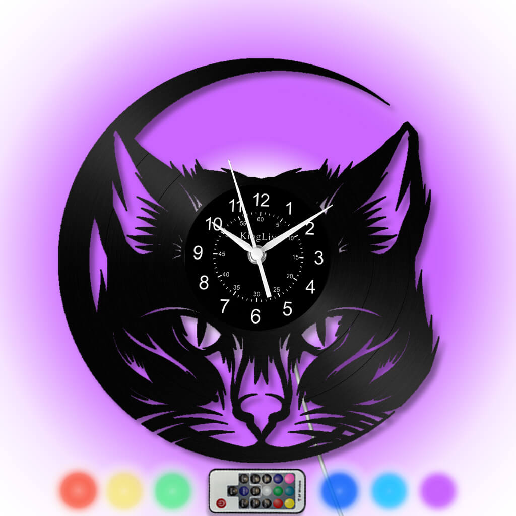 LED Vinyl Wall Clock | Cat | 12'' | 0138WPB