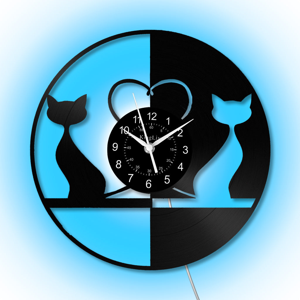 LED Vinyl Wall Clock | Cat | 12'' | 0170WPB