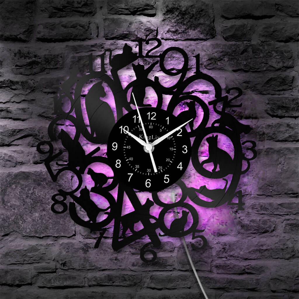 Vinyl Wall Clock | Cats | 12'' | 0281WPB