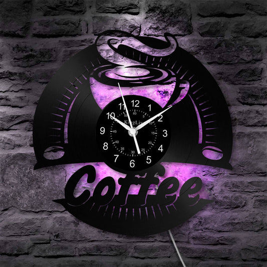 LED Vinyl Wall Clock | Coffee | 12'' | 0262WPB