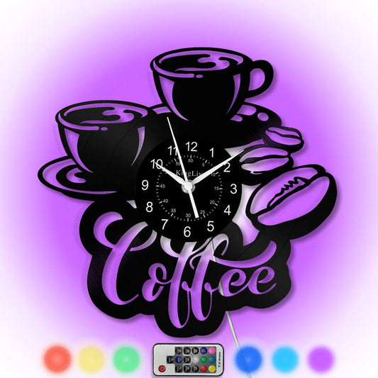 LED Vinyl Wall Clock | Coffee | 12'' | 0216WPB