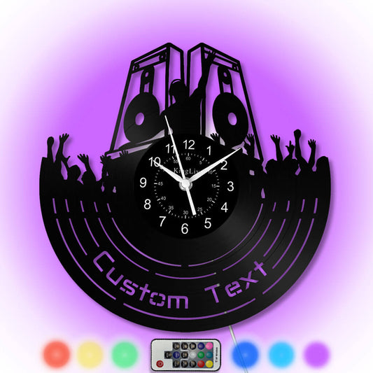 LED Vinyl Wall Clock | Custom DJ Name | 12'' | 0243WPB