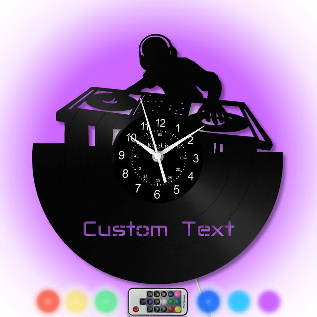 LED Vinyl Wall Clock | Custom DJ Name | 12'' | 0261WPB