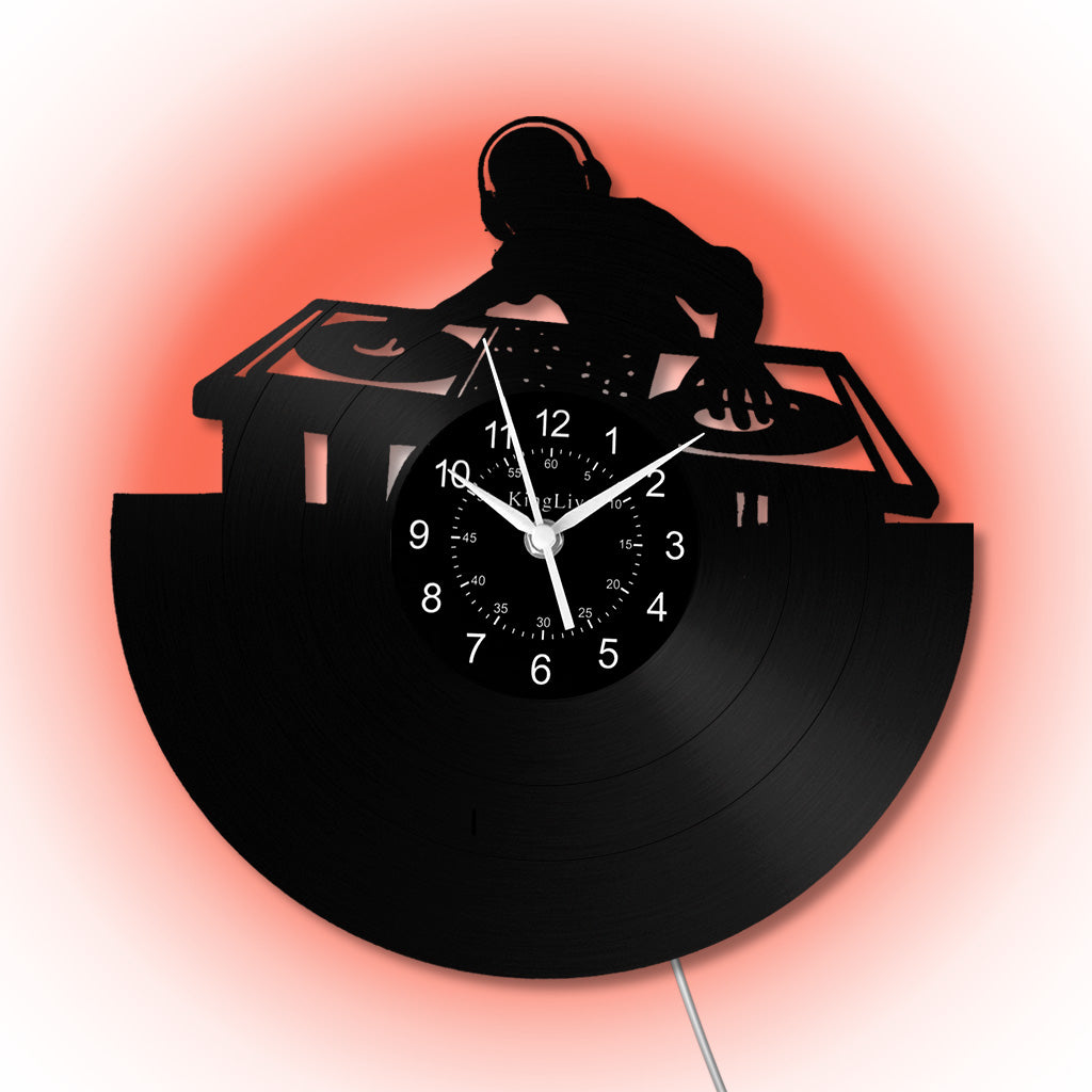 LED Vinyl Wall Clock | Custom DJ Name | 12''