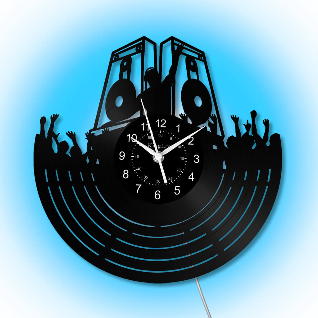 LED Vinyl Wall Clock | Custom DJ Name | 12'' | 0243WPB