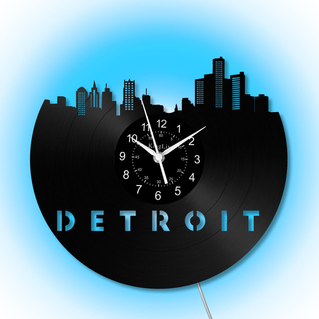 LED Vinyl Wall Clock | Detroit | 12'' | 0286WPB