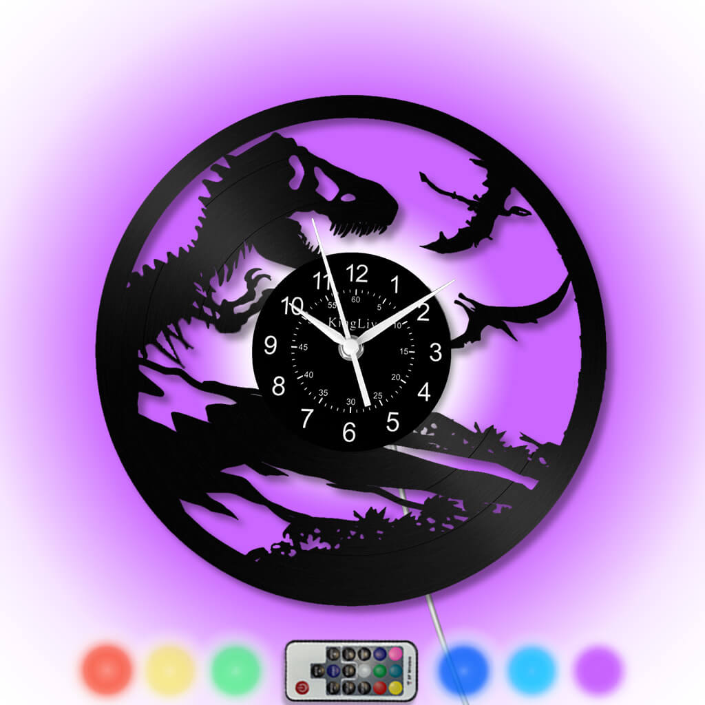 LED Vinyl Wall Clock | Dinosaur | 12'' | 0158WPB