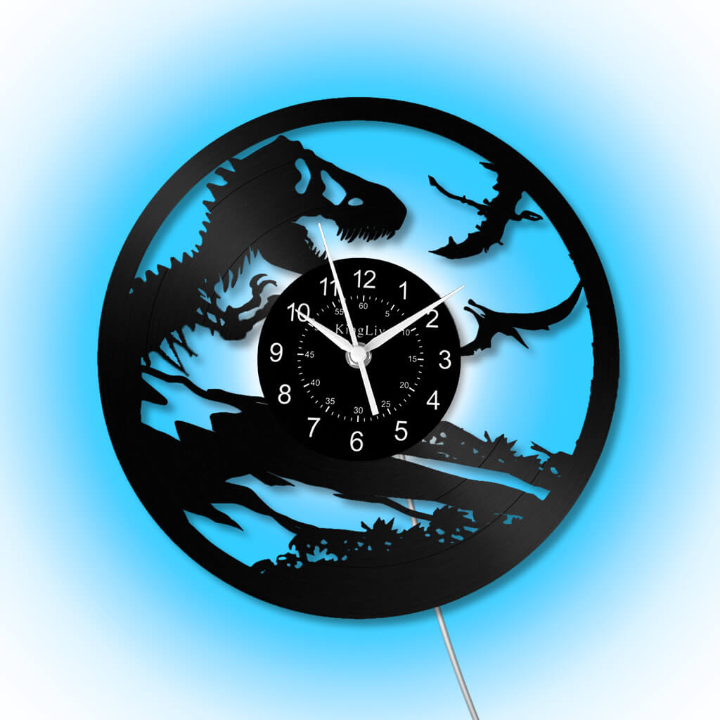 LED Vinyl Wall Clock | Dinosaur | 12'' | 0158WPB