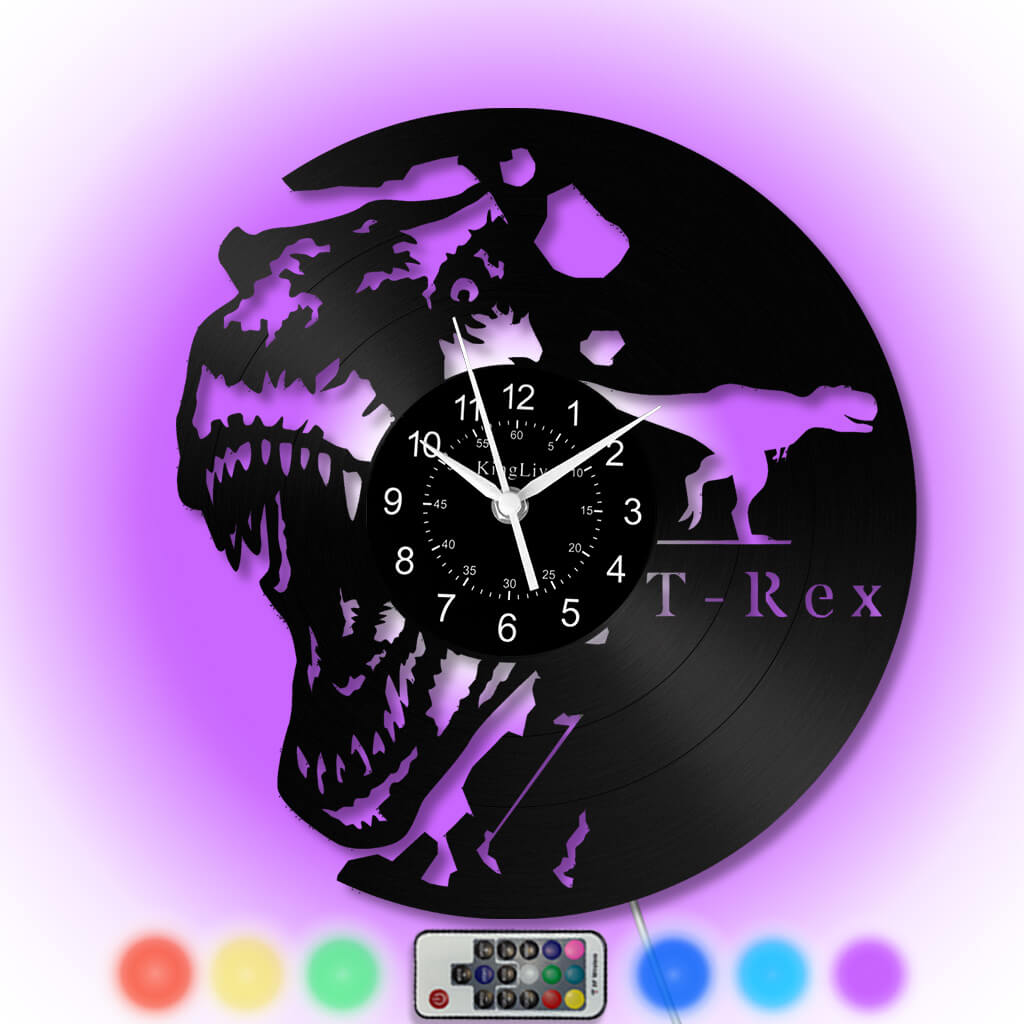 LED Vinyl Wall Clock | Dinosaur | 12'' | 0300WPB