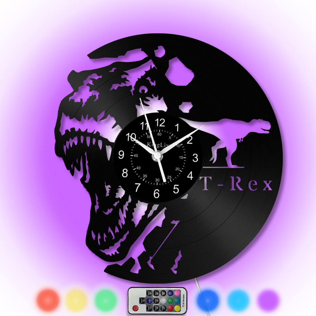 LED Vinyl Wall Clock | Dinosaur | 12'' | 0300WPB