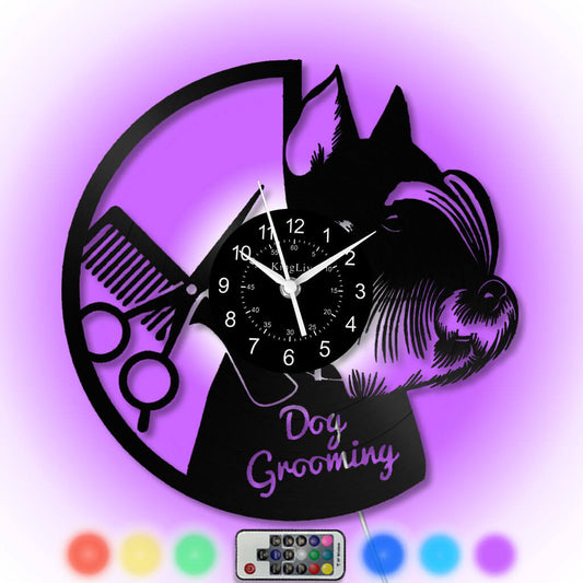 LED Vinyl Wall Clock | Dog Grooming | 12'' | 0177WPB