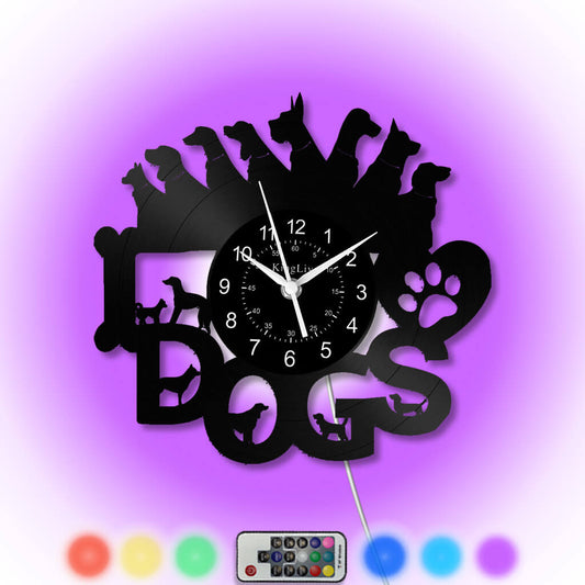 LED Vinyl Wall Clock | Dogs | 0071WPB