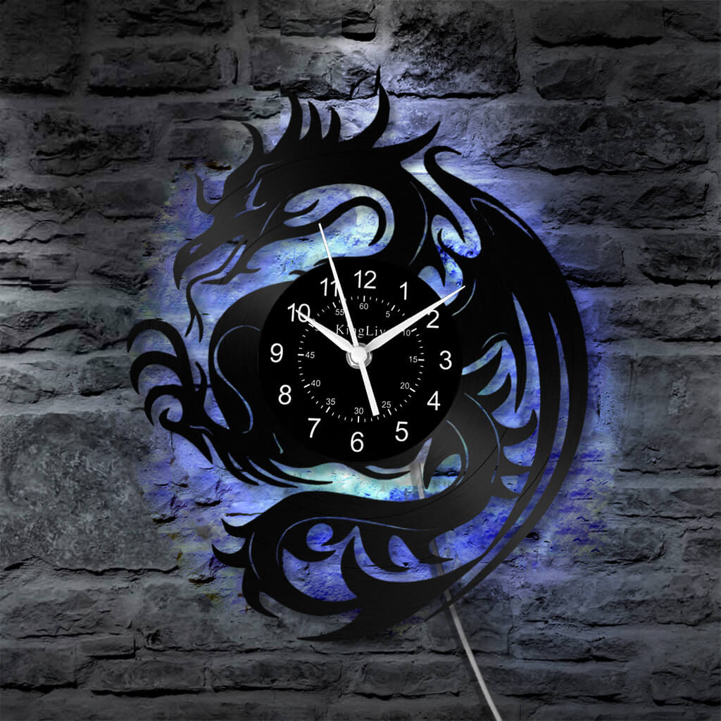 LED Vinyl Wall Clock | Dragon | 12''