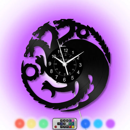 LED Vinyl Wall Clock | Dragon | 12'' | 0166WPB