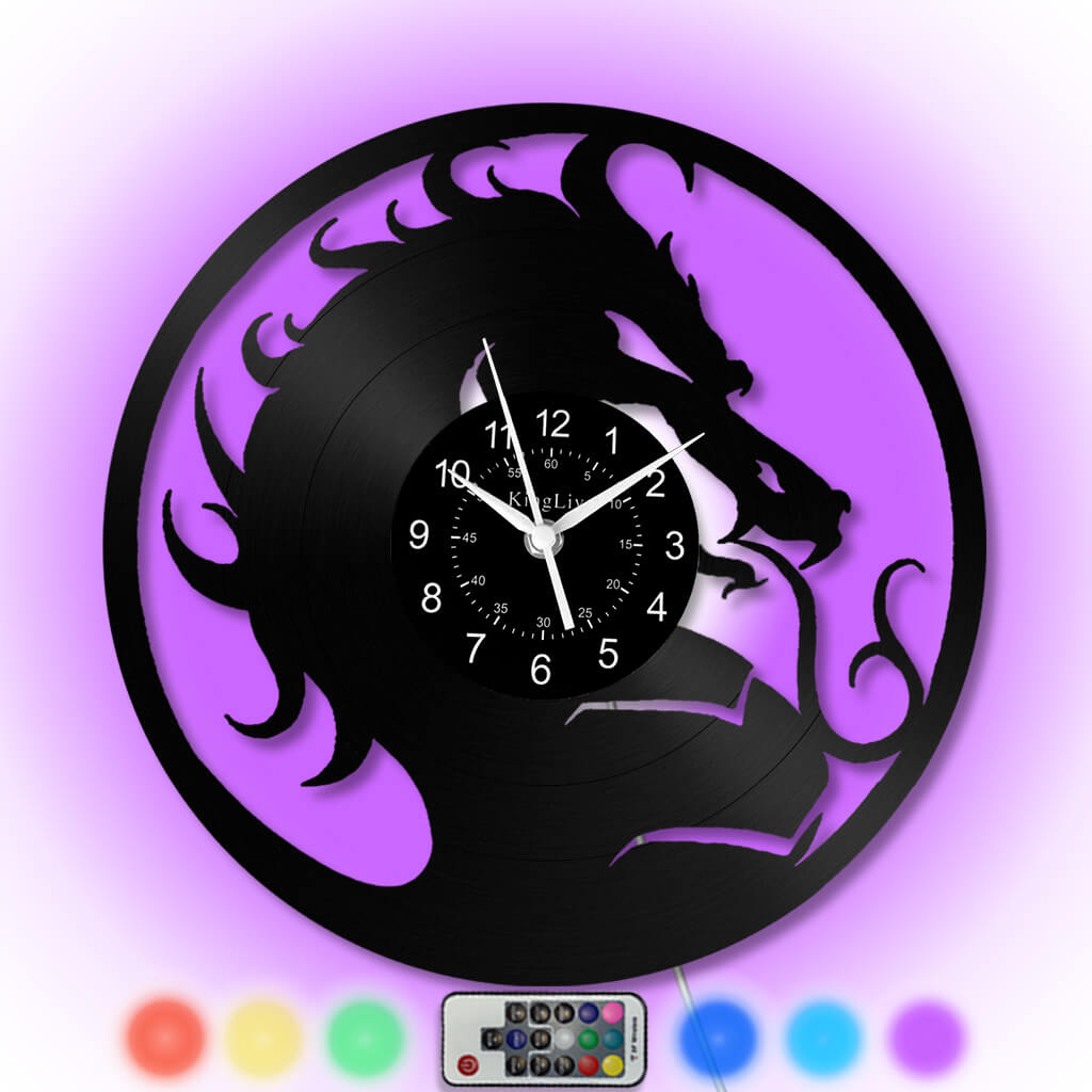 LED Vinyl Wall Clock | Dragon | 12'' | 0165WPB