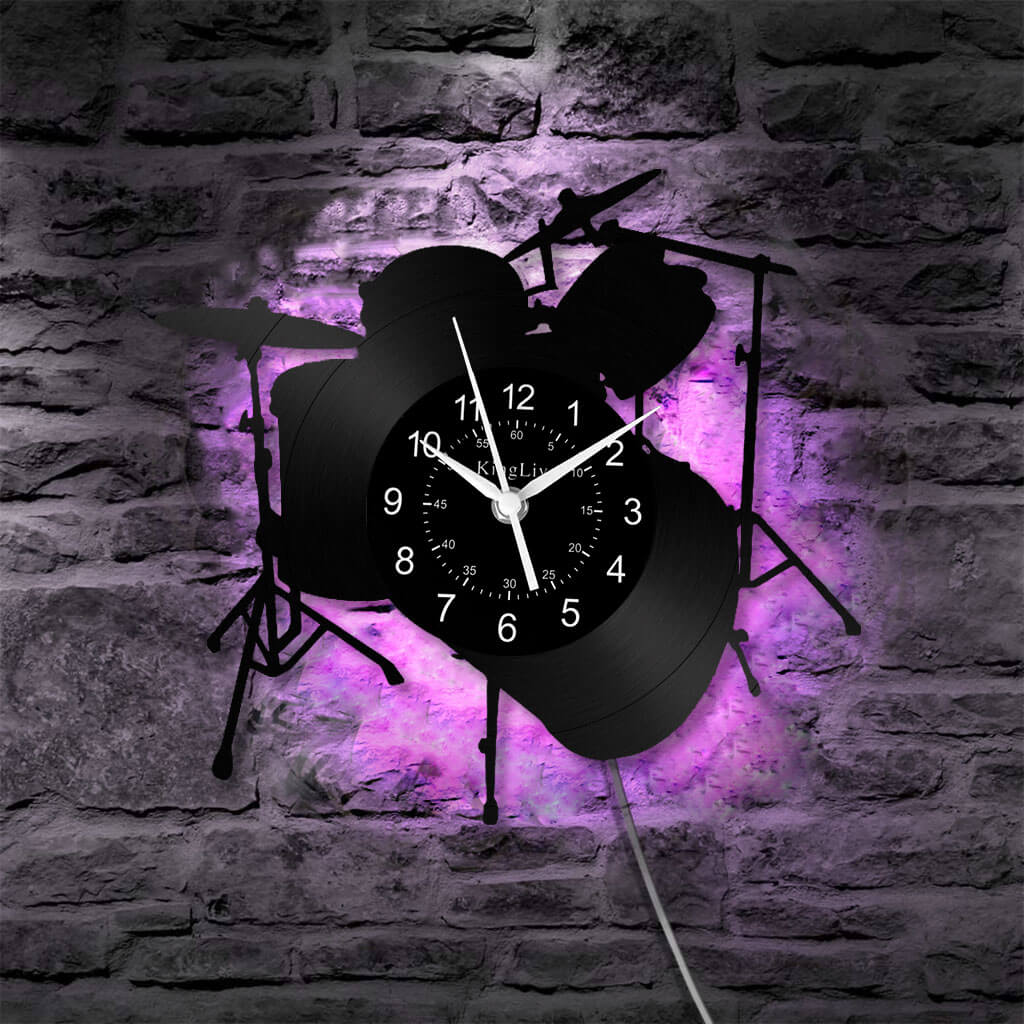 LED Vinyl Wall Clock | Drum | 12'' | 0278WPB