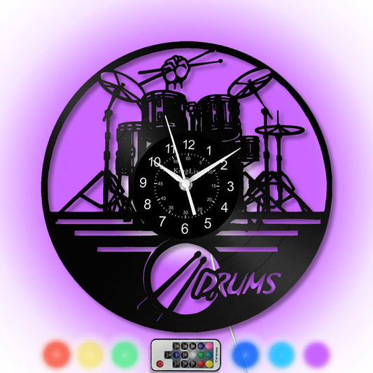 LED Vinyl Wall Clock | Drum | 0117WPB