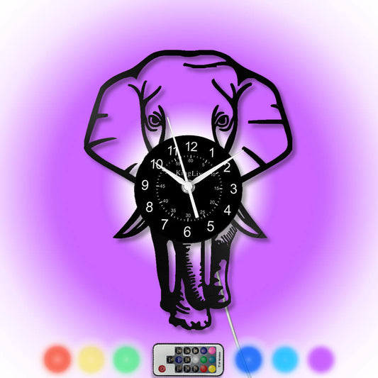 LED Vinyl Wall Clock | Elephant | 12'' | 0178WPB