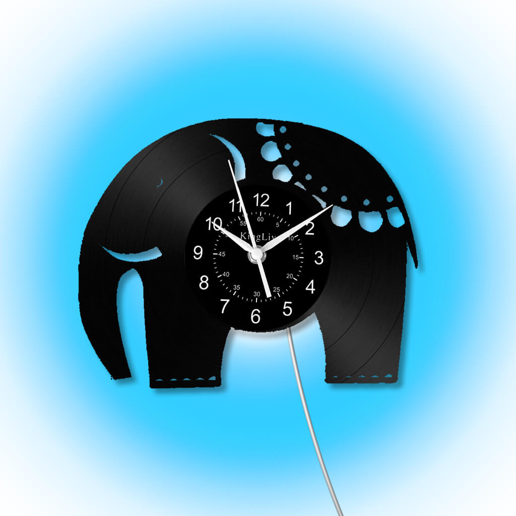 LED Vinyl Wall Clock | Elephant | 12'' | 0201WPB