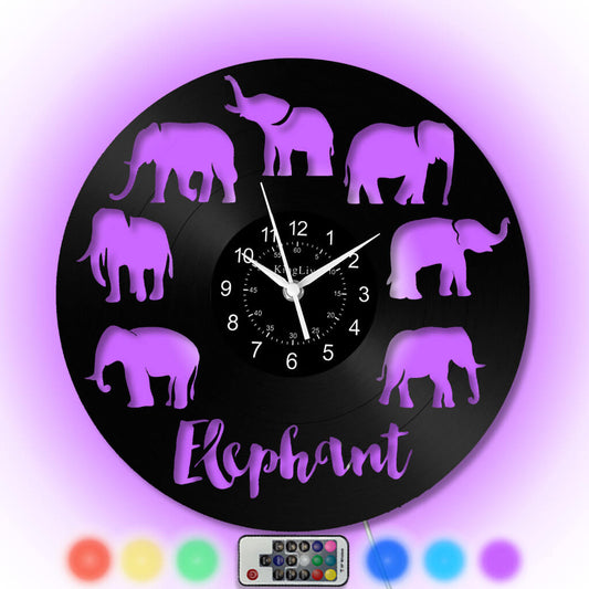 LED Vinyl Wall Clock | Elephant | 12'' | 0295WPB