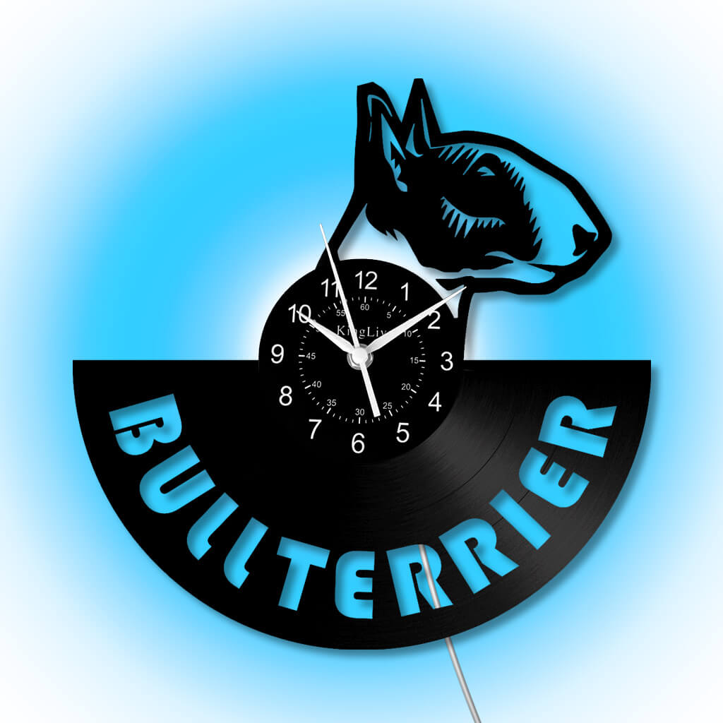 LED Vinyl Wall Clock | Bull Terrier Dog | 12'' | 0236WPB