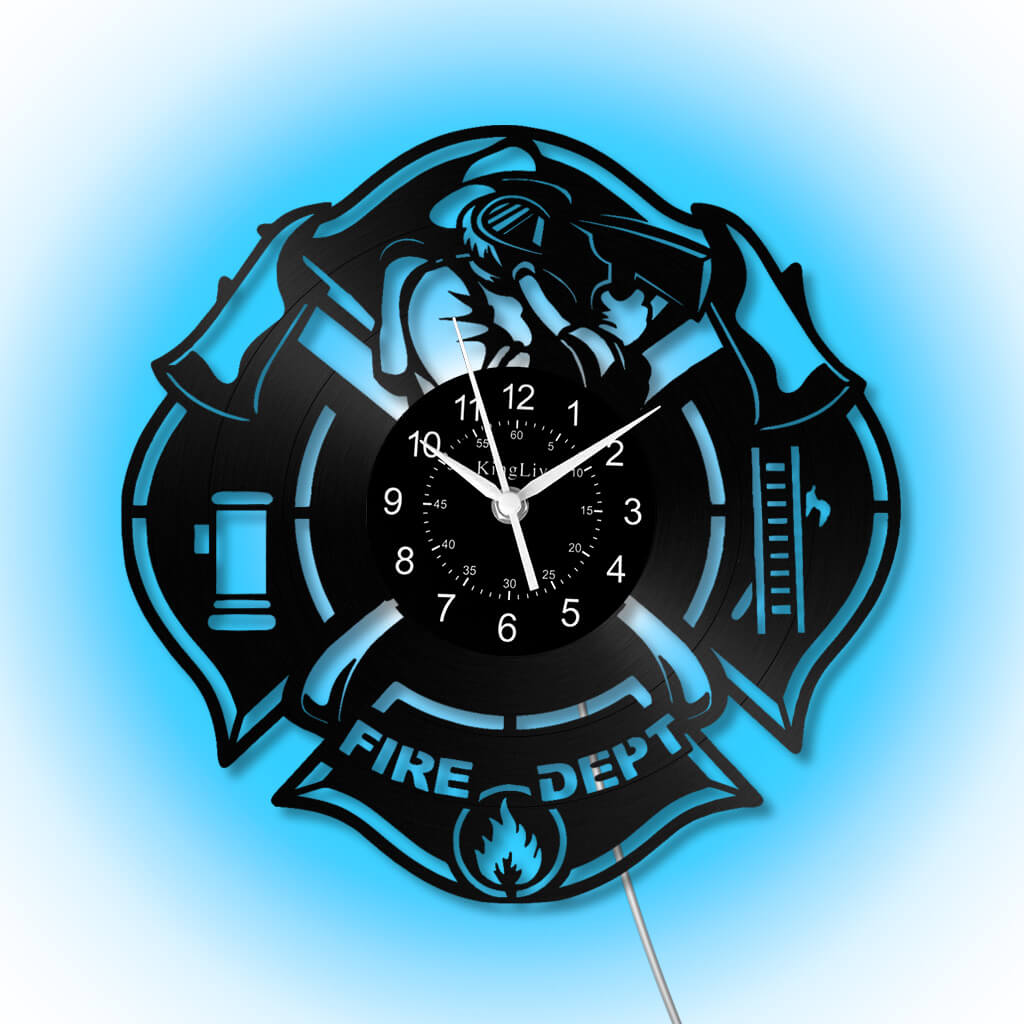 LED Vinyl Wall Clock | Fire Department | 12'' | 0302WPB