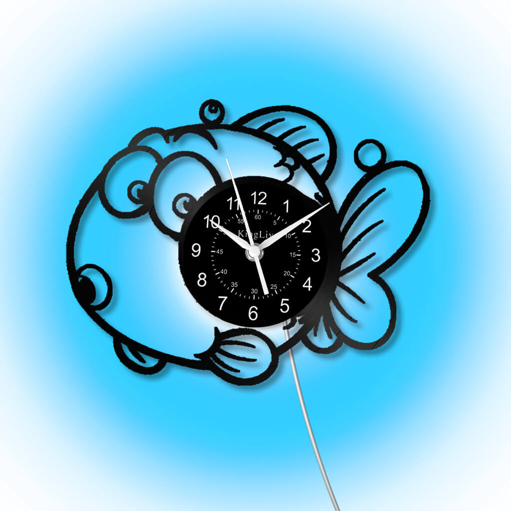 LED Vinyl Wall Clock | Fish | 12'' | 0190WPB