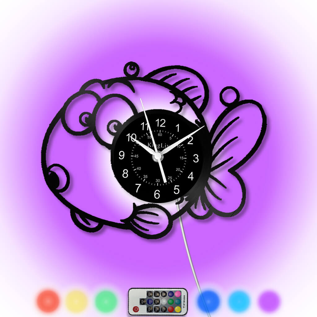 LED Vinyl Wall Clock | Fish | 12'' | 0190WPB
